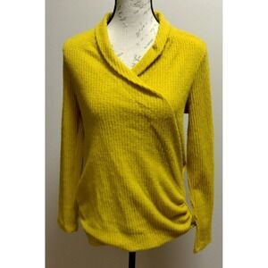 Pleione Size M Gold Crossover Pullover Long Sleeve Sweater NEW